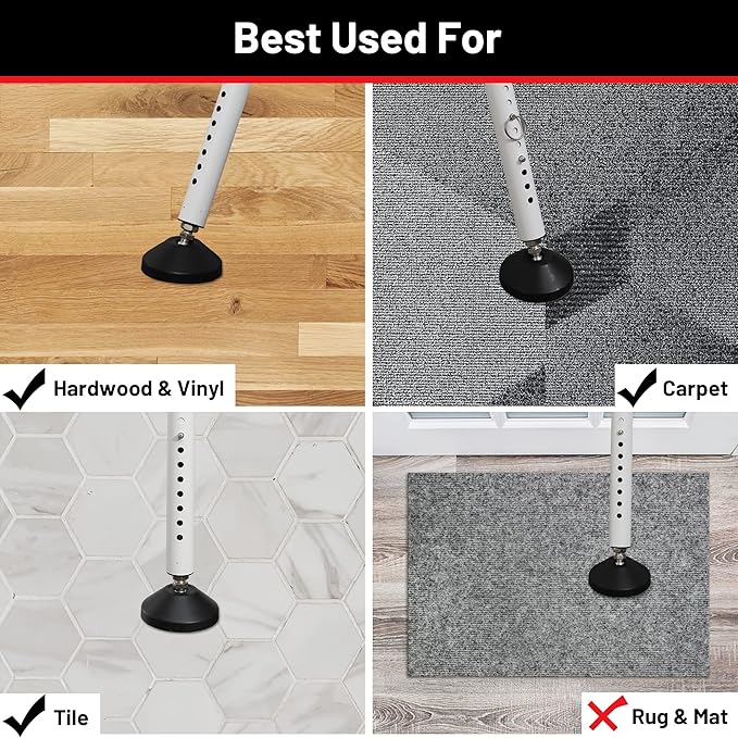 Door Security Bar - Heavy Duty Door Jammer Security Bar - Adjustable Sliding Door Security Bars - Doors Stoppers Security for Patio, Window, Front Door Apartment, Home, Hotel Room