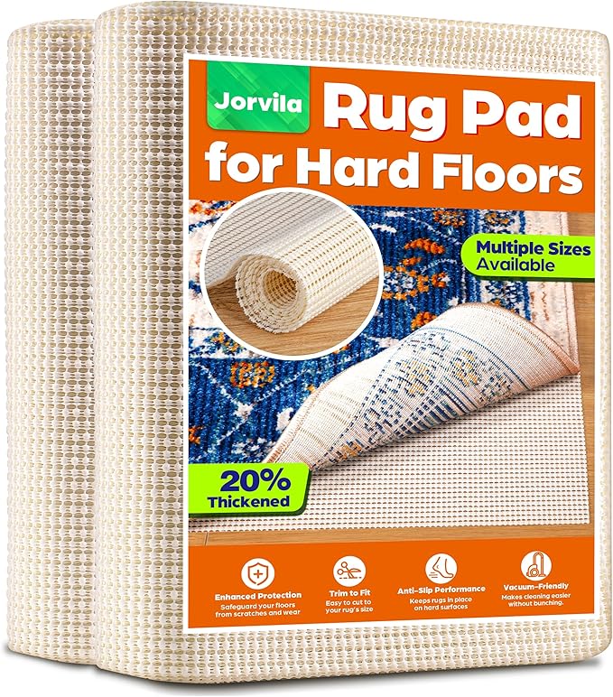 Non-Slip Rug Pad Gripper 7x9 Feet, Anti Skid Mat for Under Area Rugs, Keeps Rugs in Position and Safe, Thick Cushioned Carpet Pad for Hardwood Floors Protection