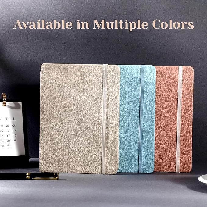 CAGIE Textured Hardcover Lined Journal for Women and Men, A5 Leather Journal Notebook with 256 Pages, 100GSM Paper – College Ruled Journaling Notebook for Writing, Work, School, Daily Diary