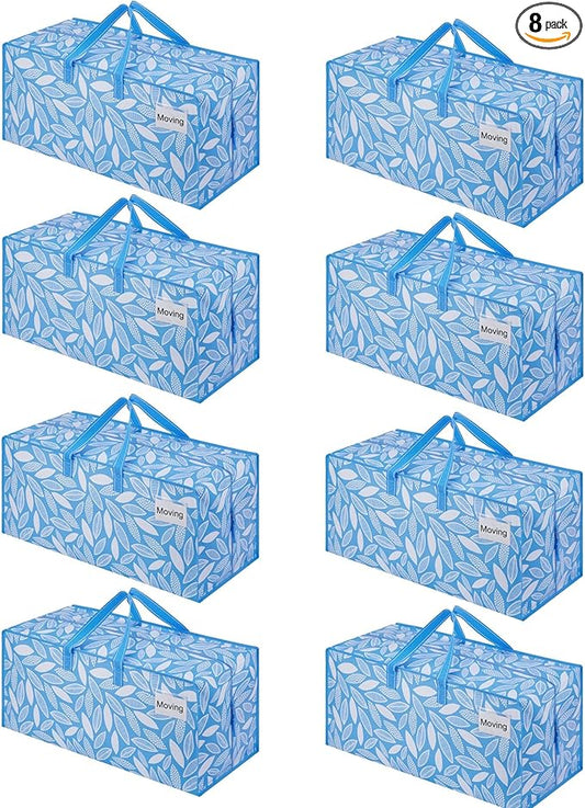 VENO 8 Pack Heavy Duty Moving Bags with Backpack Straps, Zippers & Handles, Extra Large Packing Bags for College Dorm Essentials, Moving Supplies Alternative to Cardboard Moving Boxes