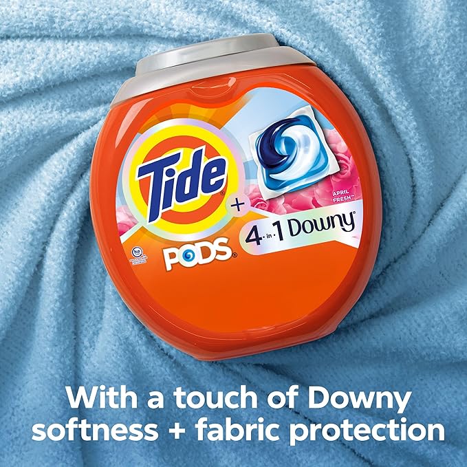 Tide PODS Laundry Detergent soap with a touch of Downy 4-in-1 Detergent, 85 Count, Stain Remover, Freshness, Softness, Fabric Protecter, HE Compaible