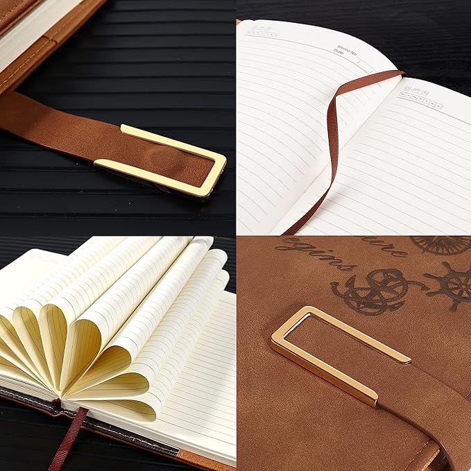 Fanery Sue Refillable Adventure Travel Journal For Women & Men Faux Leather Hardcover A5 Travel Notebook College Ruled 200 Lined Pages Lay-Flat Diary With Pen & Magnetic Buckle(Adventure - Brown)