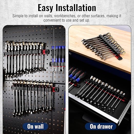 WORKPRO Magnetic Screwdriver Organizer and Wrench Organizer, Aluminum Rail Magnetic Tool Organizer, Tool Holder, Toolbox Organization, 24-Slot Screwdriver and Wrench Holder (Tools not Included)