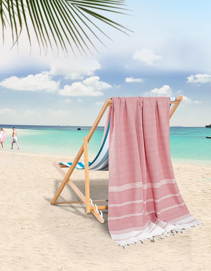 LANE LINEN Extra Large Beach Towel, Beach Towels Oversized, Pre-Washed, Quick Dry Pool Towels, Stylish Light Beach Towel for Women, Absorbent & Sand Free Towel, 39"x71" - Hibiscus