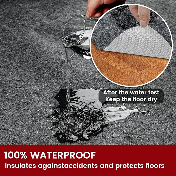 Waterproof Rug Pad, 6x9 ft Area Rug Non-Slip Carpet Pad, Non-Slip Rug Pads for All Floors and Finishes, Felt Pad for Hardwood Floors, Keeps Carpets in Place Soft and Safe