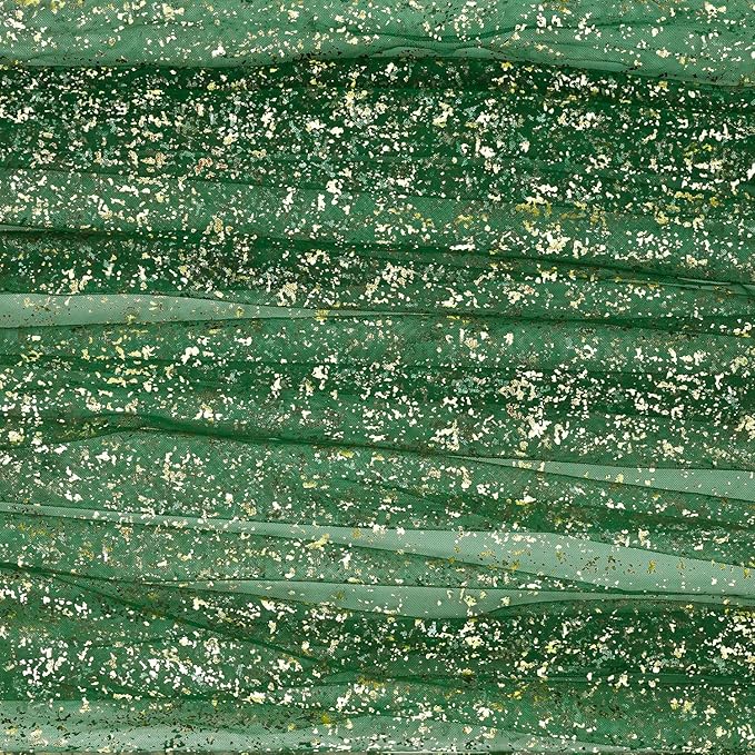 Horaldaily Green Gold Gauze Tablecloth 60x104 Inch Rectangular, Green Sequin Glitter Metallic Foil, Sheer Tulle Cheesecloth for Wedding Baby Shower Ceremony Birthday