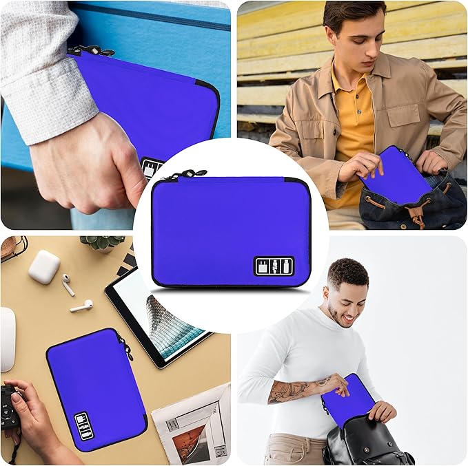 Electronics Organizer, Travel Cord Organizer Pouch, Portable Cable Organizer Bags, Travel Electronic Accessories Storage Case for Cables, Cords, Charger, Phone (Royal Blue)