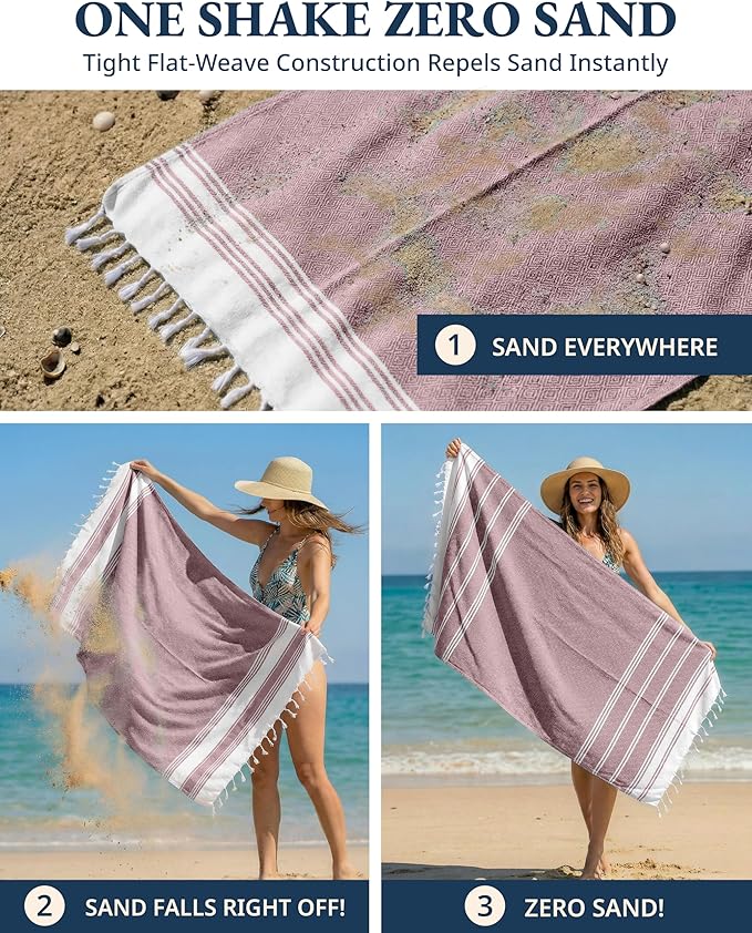 LANE LINEN Beach Towels for Women, 2 Pack Large Beach Towels Oversized, Pre-Washed, No-Shrink Sand Free, Quick Dry, Lightweight Travel Towel, Soft Beach Bath Towel, 39"x71" - Fired Brick