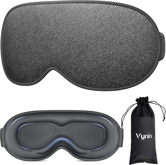 Sleep Mask for Men Women - 100% Blackout Eye Masks for Sleep, Zero Pressure 3D Sleeping Mask, Adjustable Light Blocking Eye Cover Blindfold for Travel, Nap, Night Work, Office - Gray