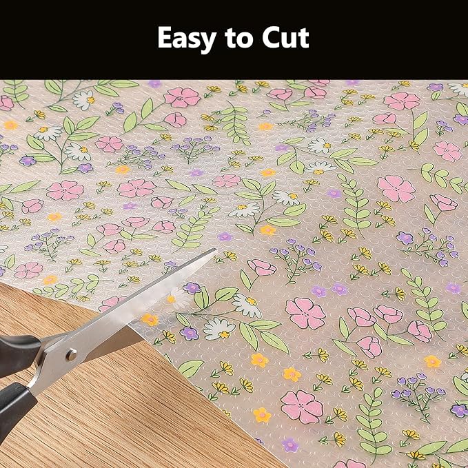 INNOLITES Shelf Liners for Kitchen Cabinets Non-Adhesive Drawer Liner with Floral, Waterproof Durable Easy to Clean, for Refrigerator, Shelves (Pink Rose, 23.6" x 240")