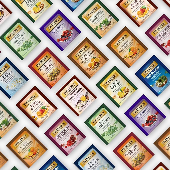 Twinings 48 Tea Bags Herbal Variety Pack – 12 Herbal Flavors, Caffeine-Free, Individually Wrapped, Perfect Tea for Any Occasion