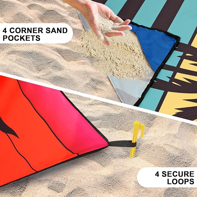 Beach Blanket Waterproof Sandproof Extra Large Beach Mat 79" X 83"/120"x108" for 1-8 Adults Quick Drying Durable Outdoor Picnic Mat for Beach Travel Camping Hiking