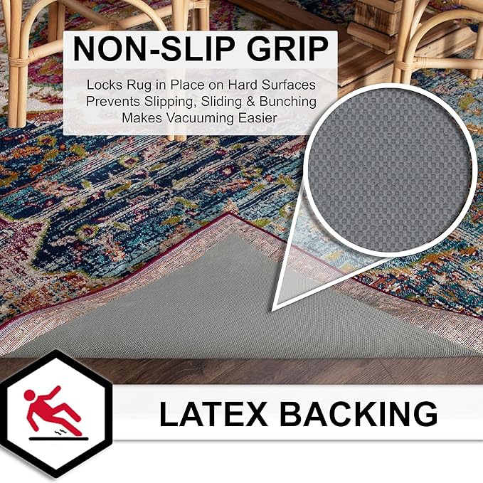 Mohawk Home 10’ x 14’ Non Slip Grip Rug Pad 1/8" Low Profile Felt Cushion + Rubber Gripper, Great For High Traffic Areas - Safe For All Floors
