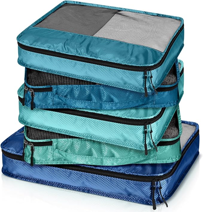 5 Pcs Packing Cubes for Suitcase Large Travel Cubes Carry on Luggage Organizer Bags for Clothes Accessories(Mixed,Blue)