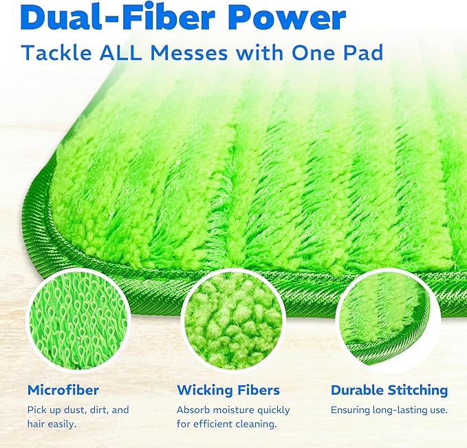 Befanty 2 Pack Reusable Mop Pads, Compatible with Wet Jet, Wet Pads Refill for WetJet, Microfiber Cloths for Hardwood Floors Cleaning, Machine Washable Mop Pads, Wet Dry Use, Scraper Included