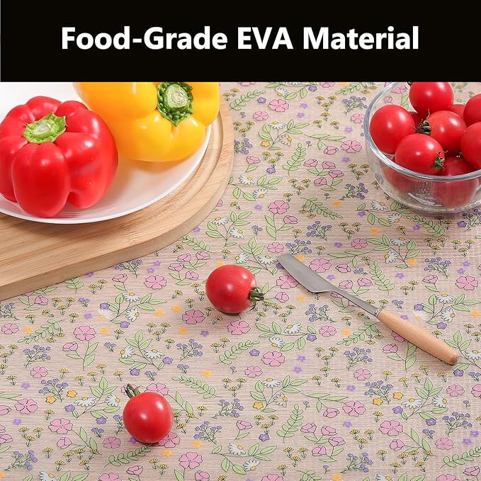 INNOLITES Shelf Liners for Kitchen Cabinets Non-Adhesive Drawer Liner with Floral, Waterproof Durable Easy to Clean, for Refrigerator, Shelves (Pink Rose, 23.6" x 240")