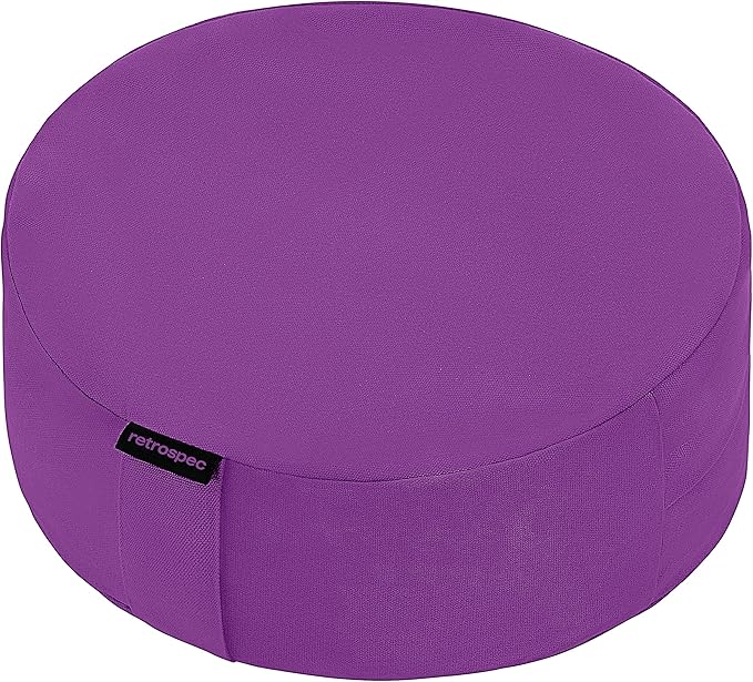 Retrospec Sedona Zafu Meditation Cushion Filled w/Buckwheat Hulls - Yoga Pillow for Meditation Practices - Machine Washable 100% Cotton Cover & Durable Carry Handle, Round