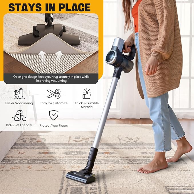 Non-Slip Rug Pad Gripper 10x14 Feet, Anti-Skid Mat for Under Area Rugs, Keeps Rugs in Position and Safe, Thick Cushioned Carpet Pad for Hardwood Floors Protection