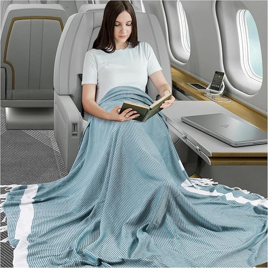 Lightweight Woven Throw Blanket Cotton Large Soft Alaska Cruise Essentials Carnival Ship Must Have Deployment Accessories Airplane Attendant Stuff Kids Travel Sheet Cute Safety Packable Flight Need