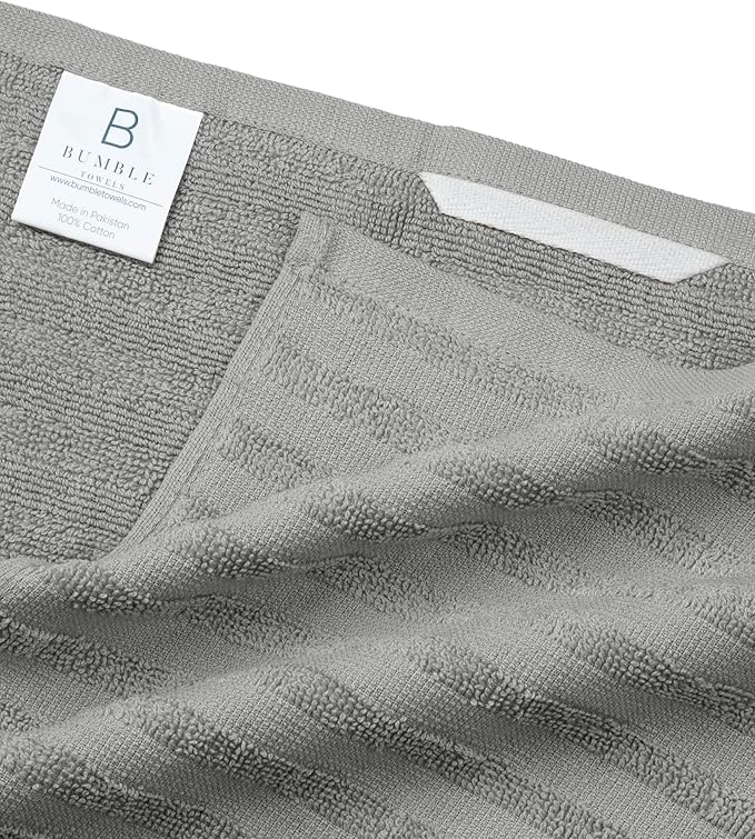 Premium Kitchen Towels (20”x 28”, 6 Pack) | Large Cotton Dish Towels 450 GSM | Highly Absorbent Terry Kitchen Linen Set with Hanging Loop | Gray Solid