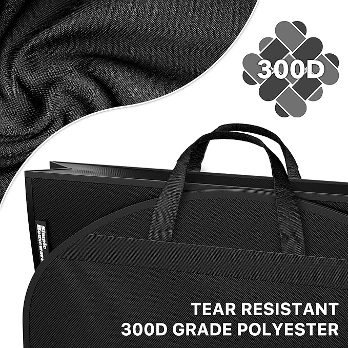 Simple Houseware 2 Pack 60'' Travel Garment Bag for Suits, Dresses, Coats, Tuxedos, Heavy Duty 300D Polyester