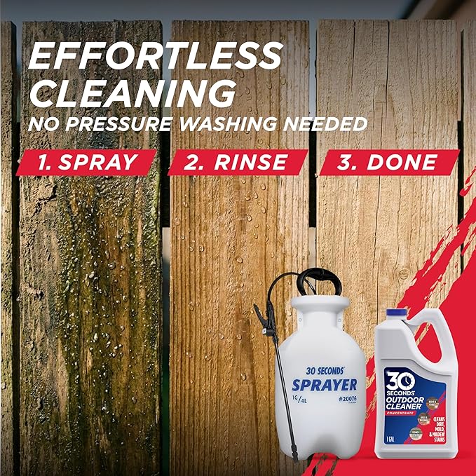 30 SECONDS Outdoor Mold & Mildew Cleaner & Stain Remover Concentrate | 128 fl. oz. | 4 Pack