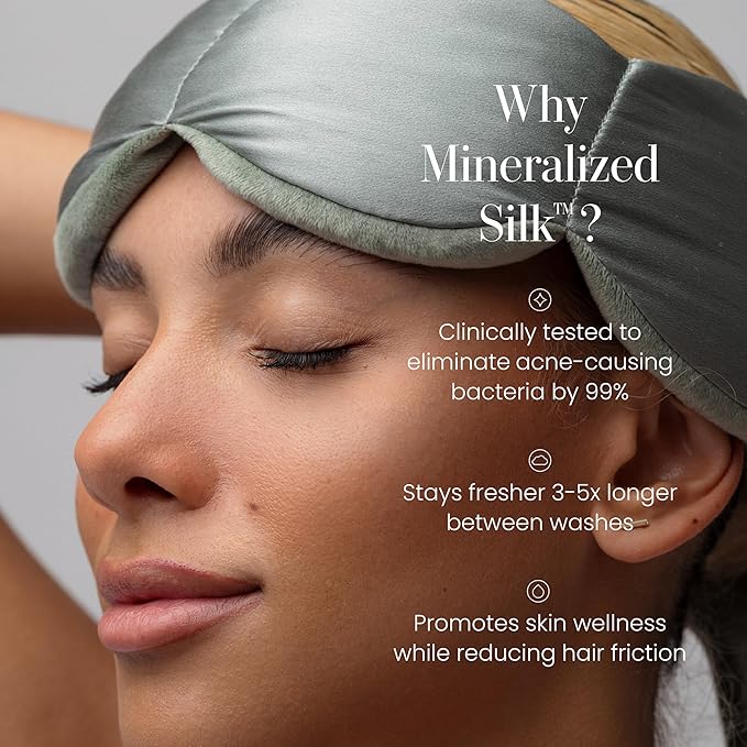 Nodpod Mineralized Silk Gentle Pressure Sleep Mask - Strap-Free, Light-Blocking Design for Sleep, Travel & Relaxation - Weighted Eye Pillow, Machine Washable (Willow)