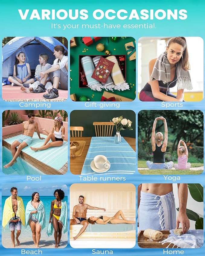 Antfuny 6 Packs Turkish Beach Towels Yoga Blanket Gym Workout Towel Mens Birthday Gift Ideas for Father Day Dad Husband Brother Uncle Son Daughter Boyfriend Male Boss Grandpa Him Appreciation Purple