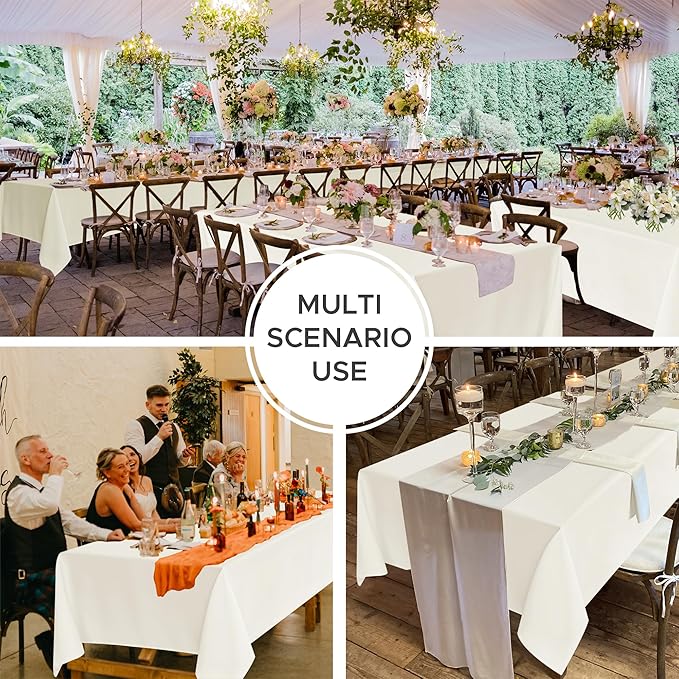 Fitable 8 Pack Table Cloth Rectangle Table: Stain and Wrinkle Resistant Tablecloth Rectangular, Washable Polyester Tablecloths for Wedding Party Dining Banquet Event Catering(Ivory, 70x120 Inch)
