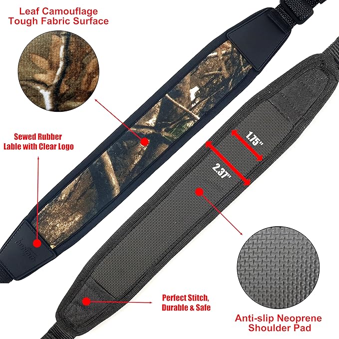 HUNTPAL No Drill Stalker Sling No Swivel Two Point Shotgun Sling, Universal Neoprene Padded Hunting Rifle Sling Shoulder Strap, Fit for 12 20 Gauge Shotguns