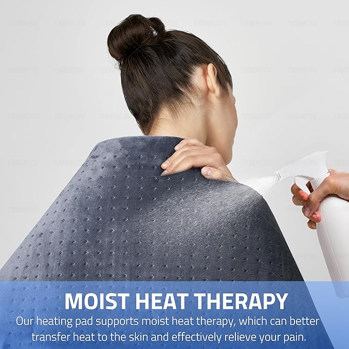 Heating Pad for Neck and Shoulders and Back, Shoulder Heating Pad for Pain Relief with Dry&Moist Heat Therapy, Auto-Off, 9ft Extra Long Wire,Gifts for Mom Women,Dark Blue, 17"*33" (Dark Blue)