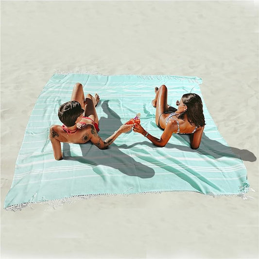 Giant Huge Thin Boho Throw Blanket Turkish Beach Blanket Towel Jumbo Extra Large XL XXL Big Oversized Outdoor Picnic Accessories Airplane Travel Essentials Camping Gears Must Haves Yard Yoga Mat Aqua