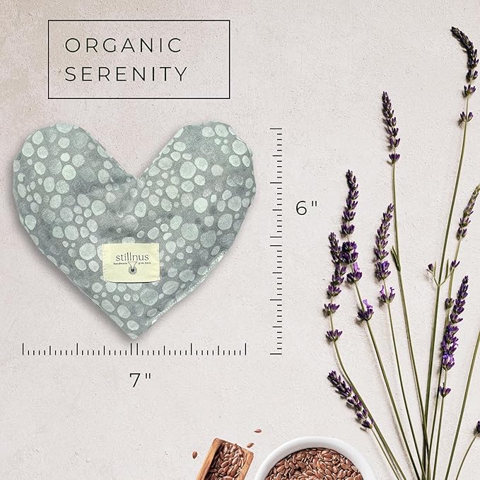 Cooling Eye Pillow with Lavender – Grey Dot Heart Mask for Puffy Eyes, Stress Relief, Sensory Recovery – Meditation & Bedtime Calm Gift Under $40