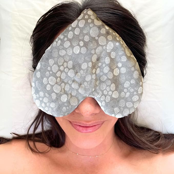 Cooling Eye Pillow with Lavender – Grey Dot Heart Mask for Puffy Eyes, Stress Relief, Sensory Recovery – Meditation & Bedtime Calm Gift Under $40