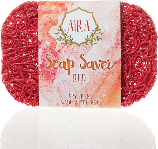 AIRA Soap Red. Recyclable Soap Lift Soap Dish Bathroom Accessory for the Tub, Shower, Counter. Made in the USA