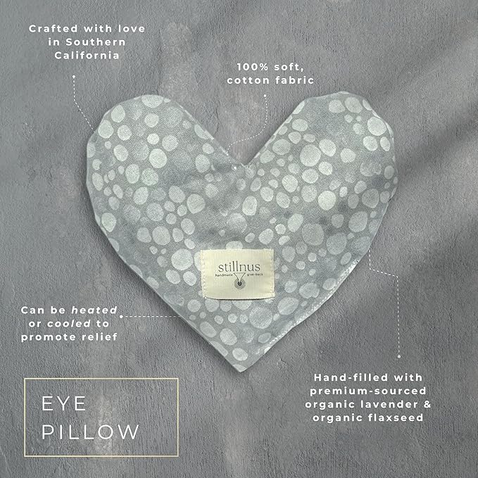 Cooling Eye Pillow with Lavender – Grey Dot Heart Mask for Puffy Eyes, Stress Relief, Sensory Recovery – Meditation & Bedtime Calm Gift Under $40