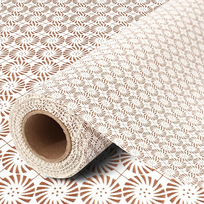 FIFTY FEET 12"x120" Non-Adhesive Shelf Liner for Kitchen Cabinets and Drawers, Washable Non-Slip PVC Cabinet Liner (Red Circle)(1 Roll)