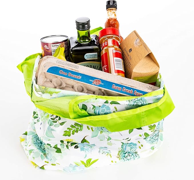 O-WITZ Reusable Grocery Bags | Vibrant Tote Bag For Groceries, Gym, Office, Beach, Toys & More | Washable Design With Large Handles For Maximum Convenience | Folds Into A Small Pouch, Vintage Green