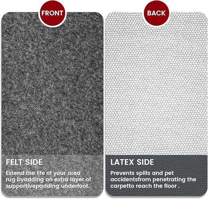 Waterproof Rug Pad, 6x9 ft Area Rug Non-Slip Carpet Pad, Non-Slip Rug Pads for All Floors and Finishes, Felt Pad for Hardwood Floors, Keeps Carpets in Place Soft and Safe