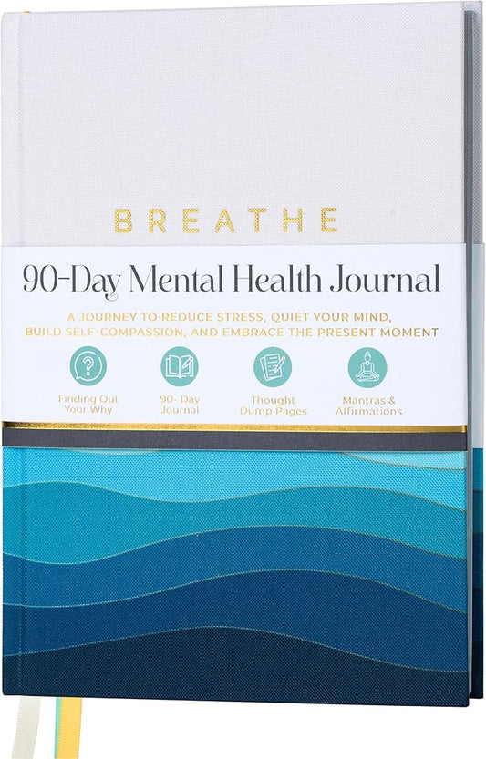 90-Day Guided Mental Health Journal for Anxiety, Mindfulness & Emotional Wellness – Eco-Friendly Cover Made from Recycled Ocean Plastic – Daily Prompts for Self-Care, Self-Reflection, Calm, Stress Relief & Inner Strength
