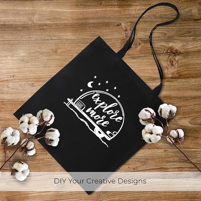 Urban Villa 24 Pack Reusable Grocery Bags 15’’x16’’ with 27’’ long Handle Black Color 100% Cotton Tote Bags Medium Weight Grocery Shopping Cloth Bags Great Choice for Promotion Gift DIY Advertising