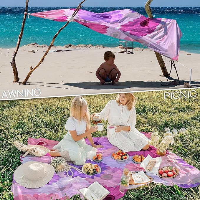 BYDOLL Beach Blanket Waterproof Sandproof 78''×110'' Suits1-7 Adults Compact Lightweight Oversized Sand-Free Blanket Large Picnic Mat for Beach Travel Camping Hiking