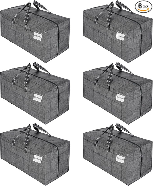 VENO 6 Pack Heavy Duty Moving Bags with Backpack Straps, Zippers & Handles, Extra Large Packing Bags for College Dorm Essentials, Moving Supplies Alternative to Cardboard Moving Boxes