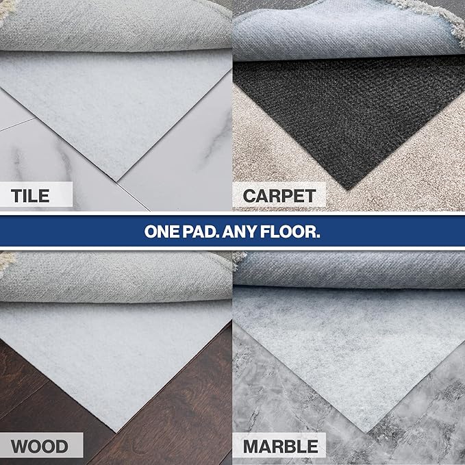 Teebaud 3' x 12' Non-Slip Rug Pad, Reversible Gripper, Non Skid Pads for Hardwood, Vinyl, Tile, Laminate Floors, Keep Area Rugs Secure, Natural Materials Safe for Indoor Flooring, ¼” Thick