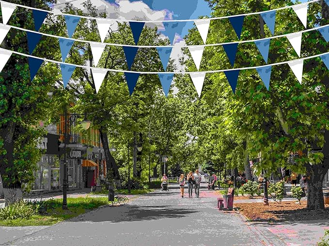 50 Feet Blue White & Dark Blue Pennant Banner Flags String Hanging Blue White & Dark Blue Triangle Bunting Flags,Party Decorations for Grand Opening,Party Events,30 Pcs