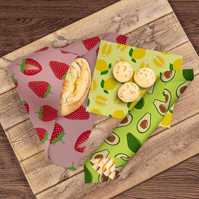 Akeeko Reusable Beeswax Food Wraps - Assorted 12 Pack, Reusable, Plastic-Free Food Storage, Sustainable Gifts, 3 Sizes (6S,4M,2L)