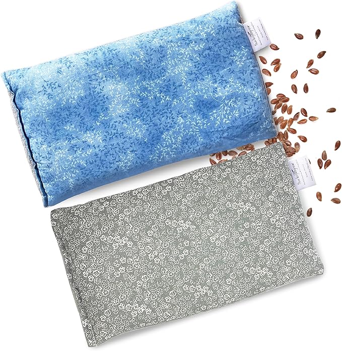 SacksyThyme Microwave Heating Pad for Cramps, Back, Neck, Shoulders, Leg Pain - Reusable Heat Pack, Hot Moist Microwavable Therapy Pack - Unscented Flaxseed Hot Compress Made in USA (Size: 12" x 7")