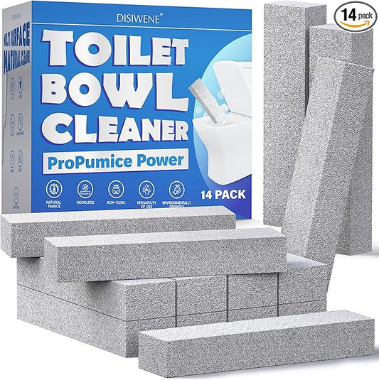 DISIWENE Pumice Cleaning Stone with Handle Toilet Bowl Cleaner Hard Water Ring Remover for Bath/Pool/Kitchen/Household Cleaning (14, 14 Pack (No Handle))