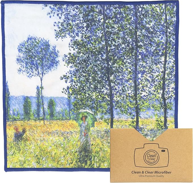Large [4 Pack] Classic Art (Sunlight Effect Under The Poplars) - Ultra Premium Quality Microfiber Cleaning Cloths (Best for Camera Lens, Glasses, Screens, and All Lens.), Microfiber Cloth
