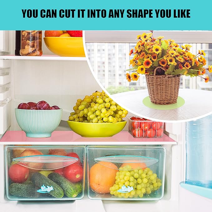 16 Pcs Refrigerator Liners Mats Washable, Refrigerator Mats Liner Waterproof Oilproof, Shinywear Fridge Liners for Shelves, Cover Pads for Freezer Glass Shelf Cupboard Cabinet Drawer (4 Color Mixed)